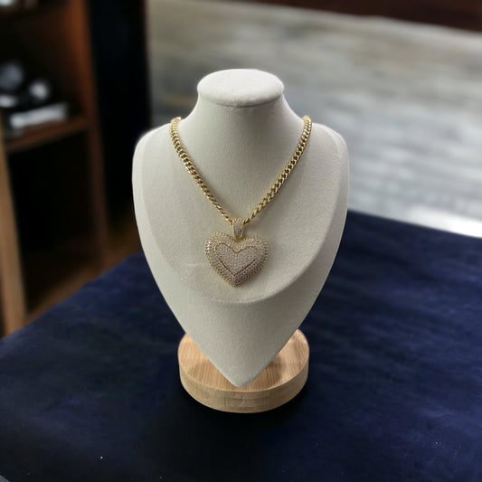 Cadena eslabón cubano Corazón